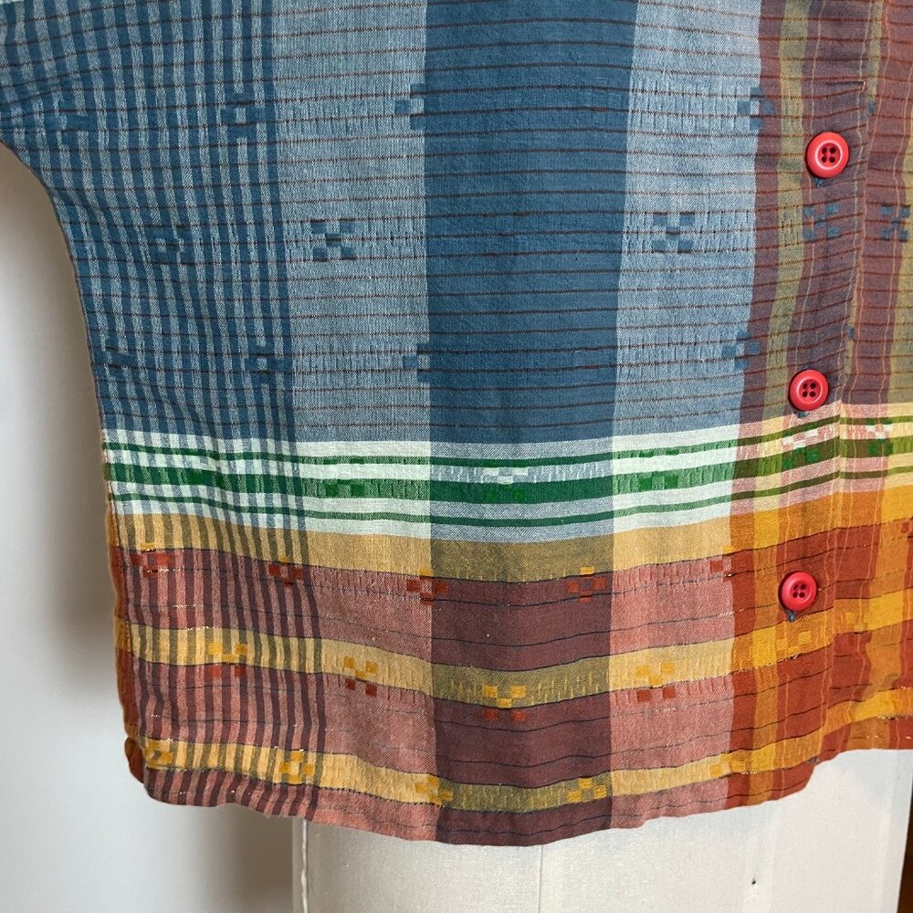 Ace & Jig Plaid Button Down Multi-Color Blouse \\… - image 6